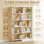 Bibliothèque d'angle, bibliothèque en L à 5 niveaux, bois fruitier / blanc
