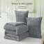 Ensembles d'édredon pour très grand lit - literie 3 pièces en molleton gris moelleux à double face, esthétique rayée confortable pour les chambres modernes et les chambres d'amis, décoration intérieure de luxe toutes saisons-100517523-100517524