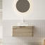 Meuble-lavabo flottant 30 po avec comptoir rond en pierre frittée Xainy-124206874