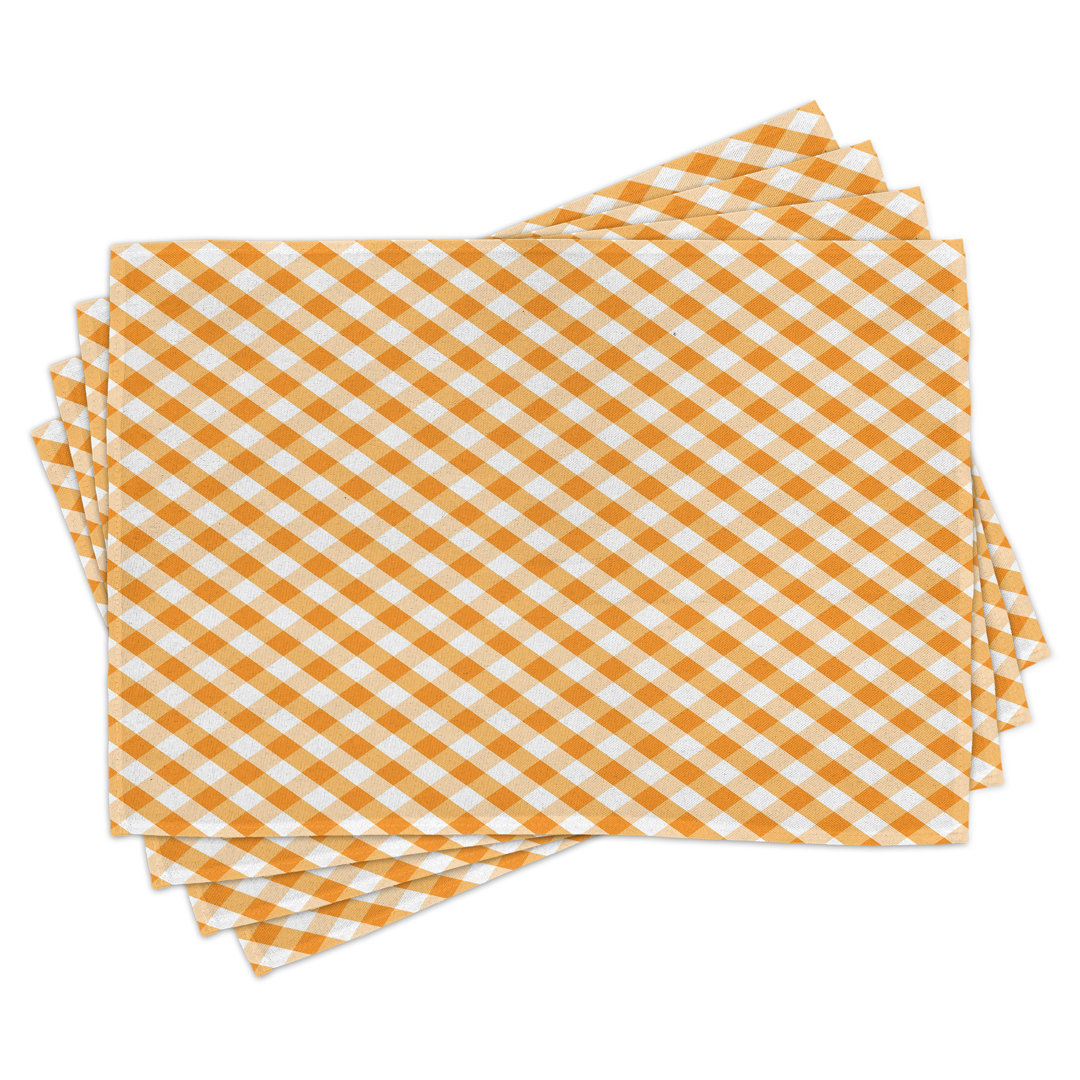 Platzmatten, Orange Gingham Tile, Kariert, Orange Weiss