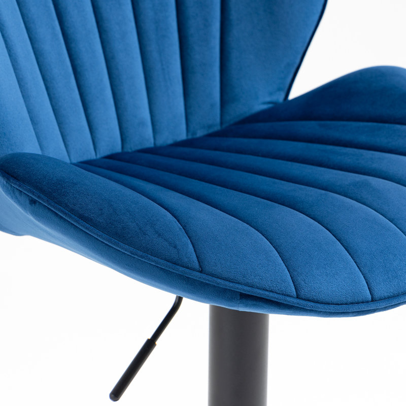 Adjustable Bar Chairs In Blue For Kitchen Pub Counter Height, 2 With Back And Footrest Height Mid-century