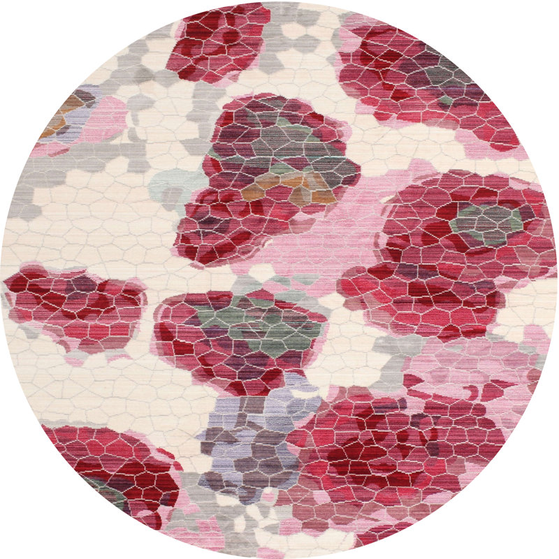 Tapis contemporain rouge, Rond 4 pi