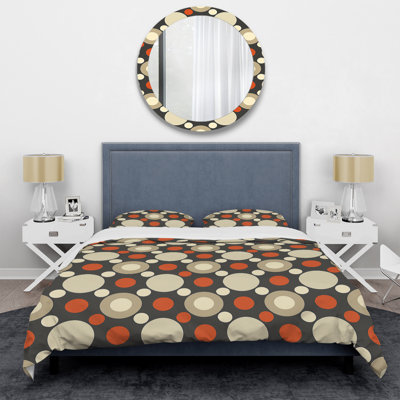 Ensemble de housse de couette à pois brun et orange glam