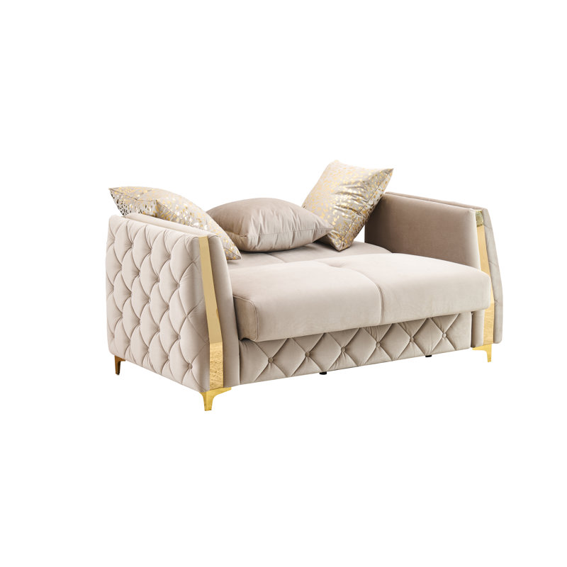 Causeuse-lit tapissier Keivin, Taupe