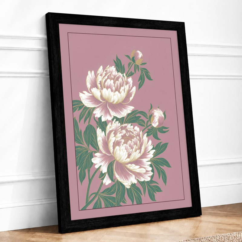 Peony Study Botanical - Print, Black, A4 - 29.7 x 21.0 cm