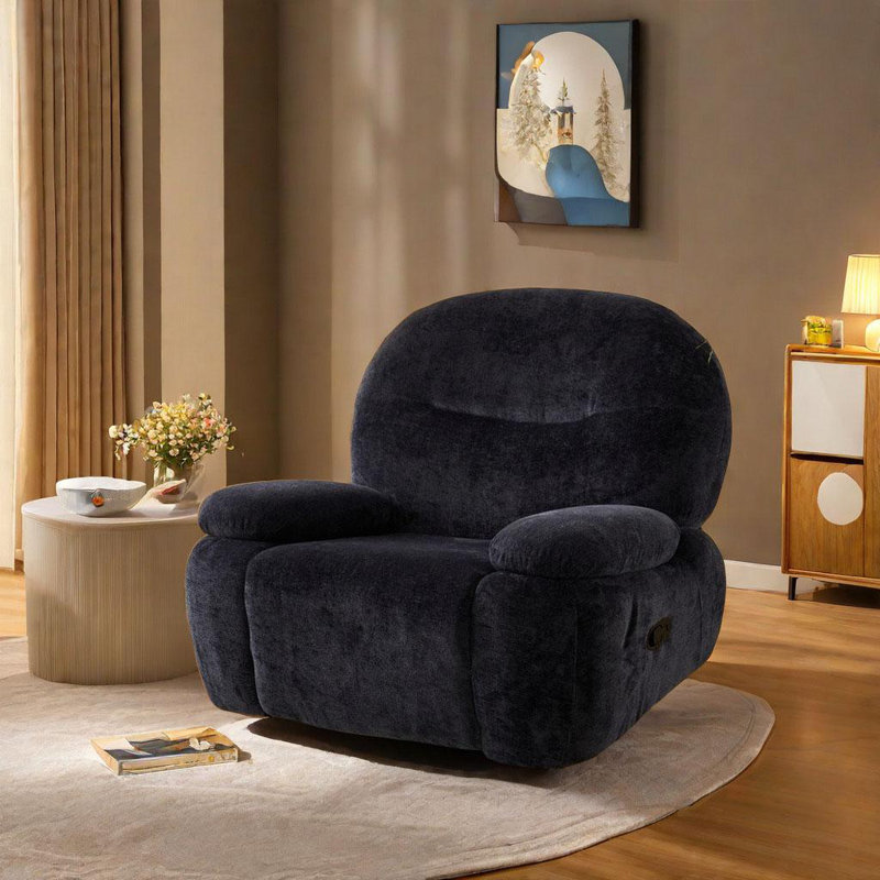 Nolee Upholstered Swivel Recliner, Blue