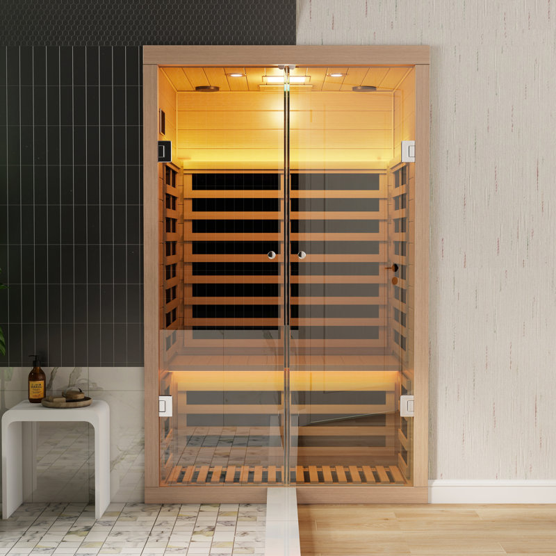 Sauna infrarouge d'intérieur pour 2 personnes avec bois de pruche, contrôle ACL, audio Bluetooth, lumière DEL