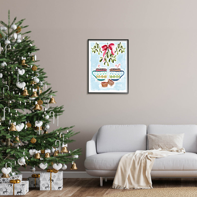 Cozy Winter Cocoa Dessert at-203, H 30 po x l 24 po x P 1,5 po, Giclée encadrée noir minuit