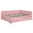 Upholstered Daybed With Trundle - Pink Linen Trundle, No Box Spring For A Charming Bedroom-1902954735