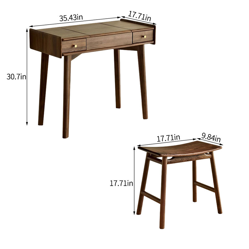 Simple modern solid wood clamshell Makeup Vanity
