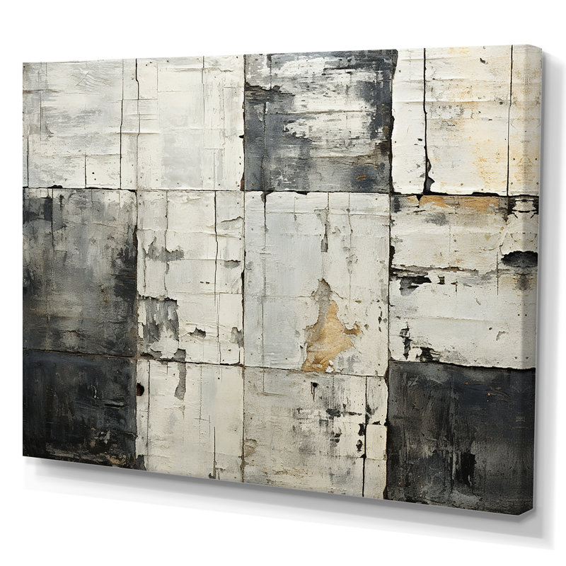 Carreau abstrait gris et gris II, Toile tendue, H 34 po x l 44 po x P 1,5 po