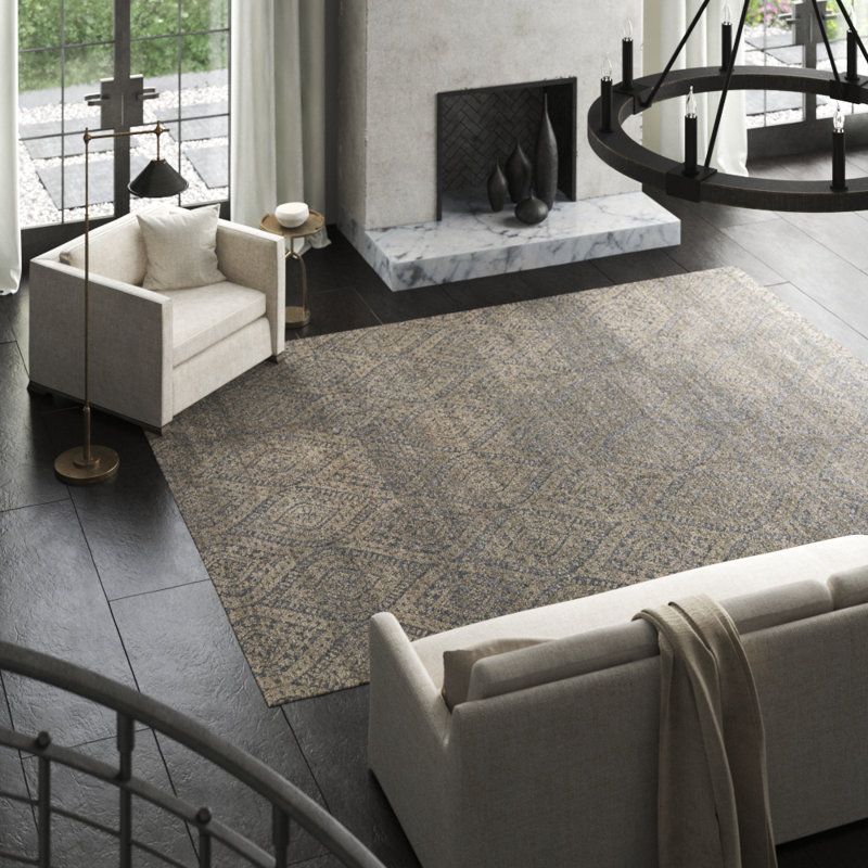 Wool Damask Area Rug