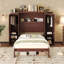 Lit escamotable avec 2 armoires et tablette de rangement - noyer-971176727