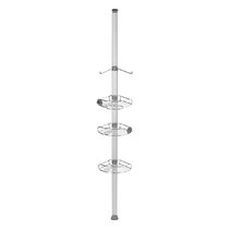 NeverRust LockTop Aluminum and Bamboo Over the Shower Caddy Satin Chrome -  Zenna Home