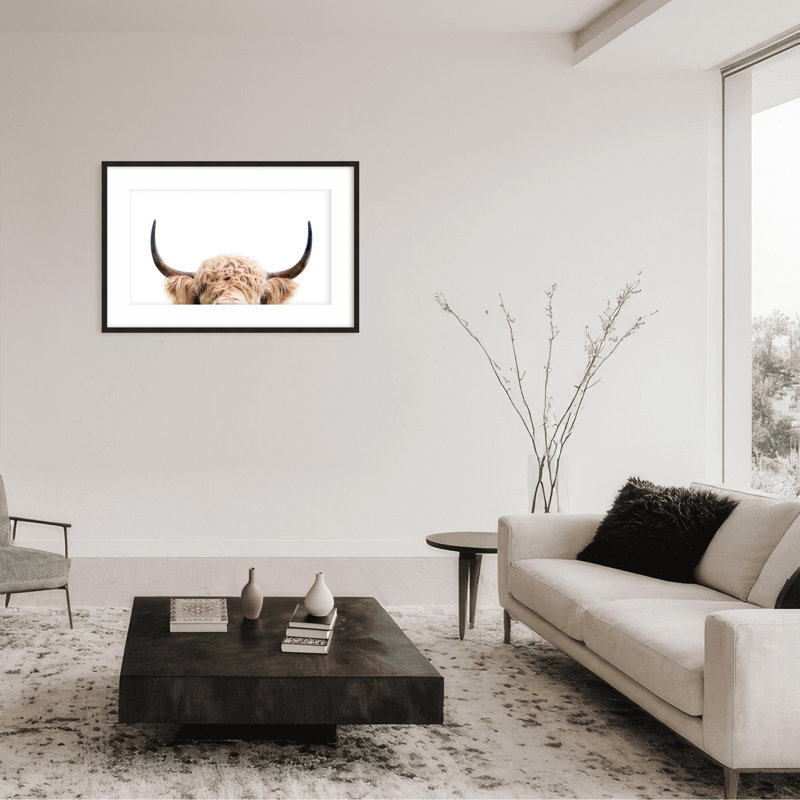 Nature Inspired Peeking Cow by  - Picture Frame Photograph on Paper, 24" H x 36" W x 1.5" D, Wrapped Canvas, Does Not Apply