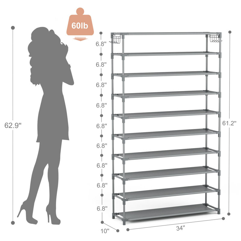 50 Pair Shoe Storage, Gray