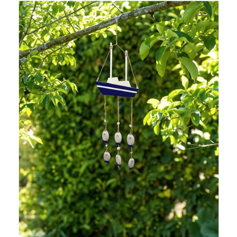 Voilier avec carillons suspendus Windchimes for Yard Decor - 39,5 po, bleu