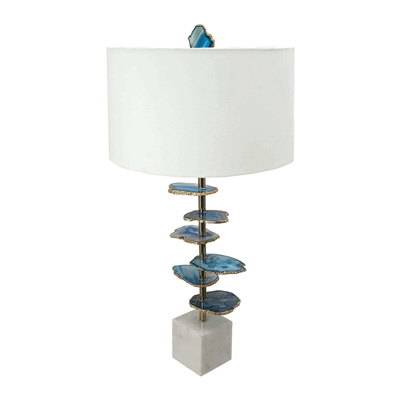 Lampe de table 15 po x 29,5 po Agate-Slice avec base en marbre, Vert