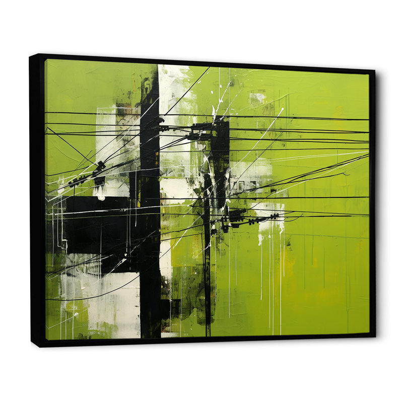 Lignes électriques Minimalist Olive, Cadre flottant noir, H 34 po x l 44 po