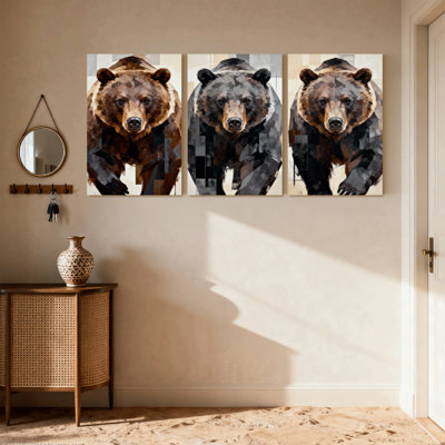 Animaux, ours, ours, ensemble de 3 impressions sur toile