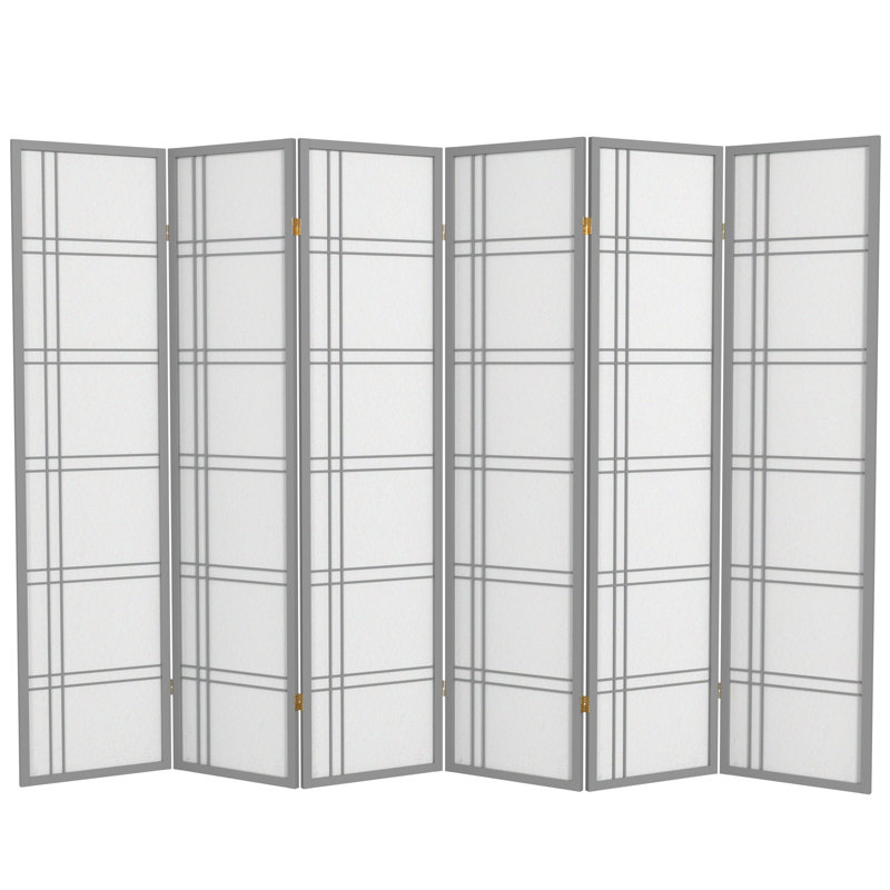 70.5" Tall Double Cross Shoji Panel Room Divider, Honey, 6 ft, 8