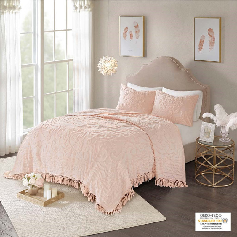 Ensemble de couvre-lit Blush King / cal King Chenille Medallion