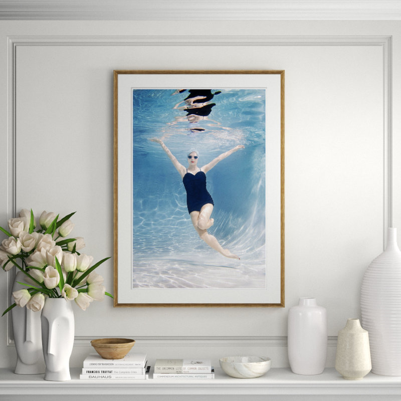 Caucasian Woman Swimming Underwater Framed