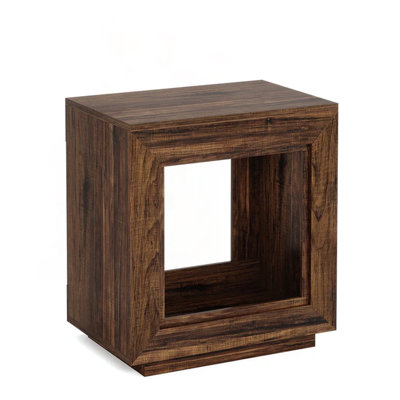 Rustic Square Side Table with Ample Storage