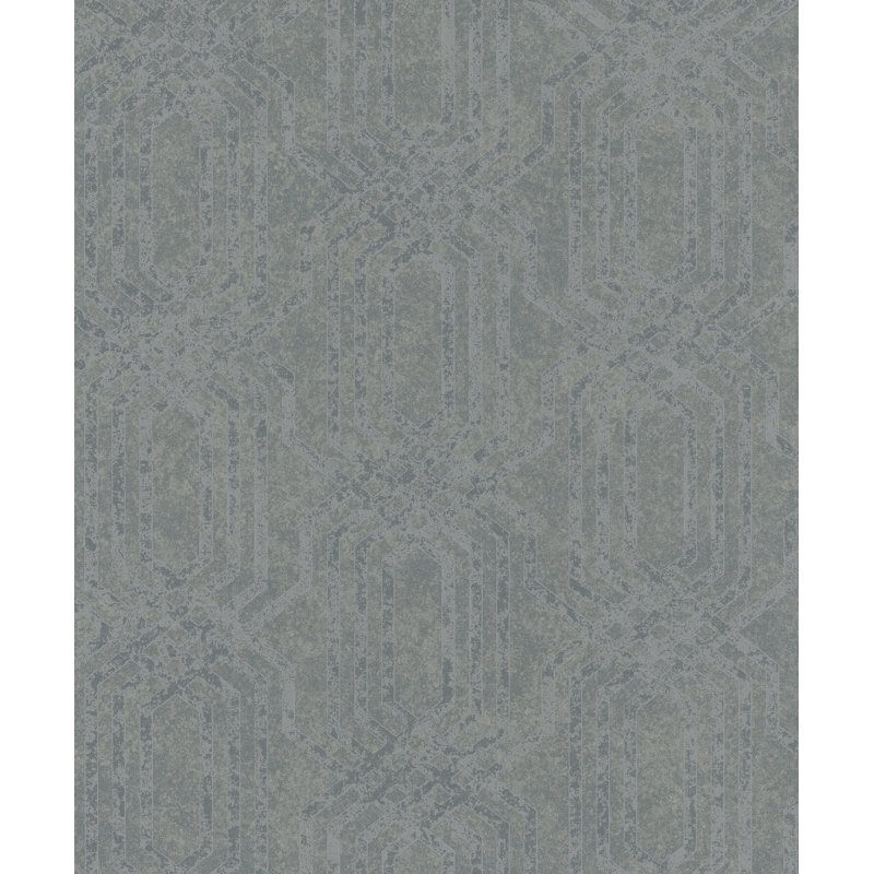 Binyameen Embossed Geometric Glitter Trellis Design 10.05 m x 53 cm Wallpaper Roll, Grey