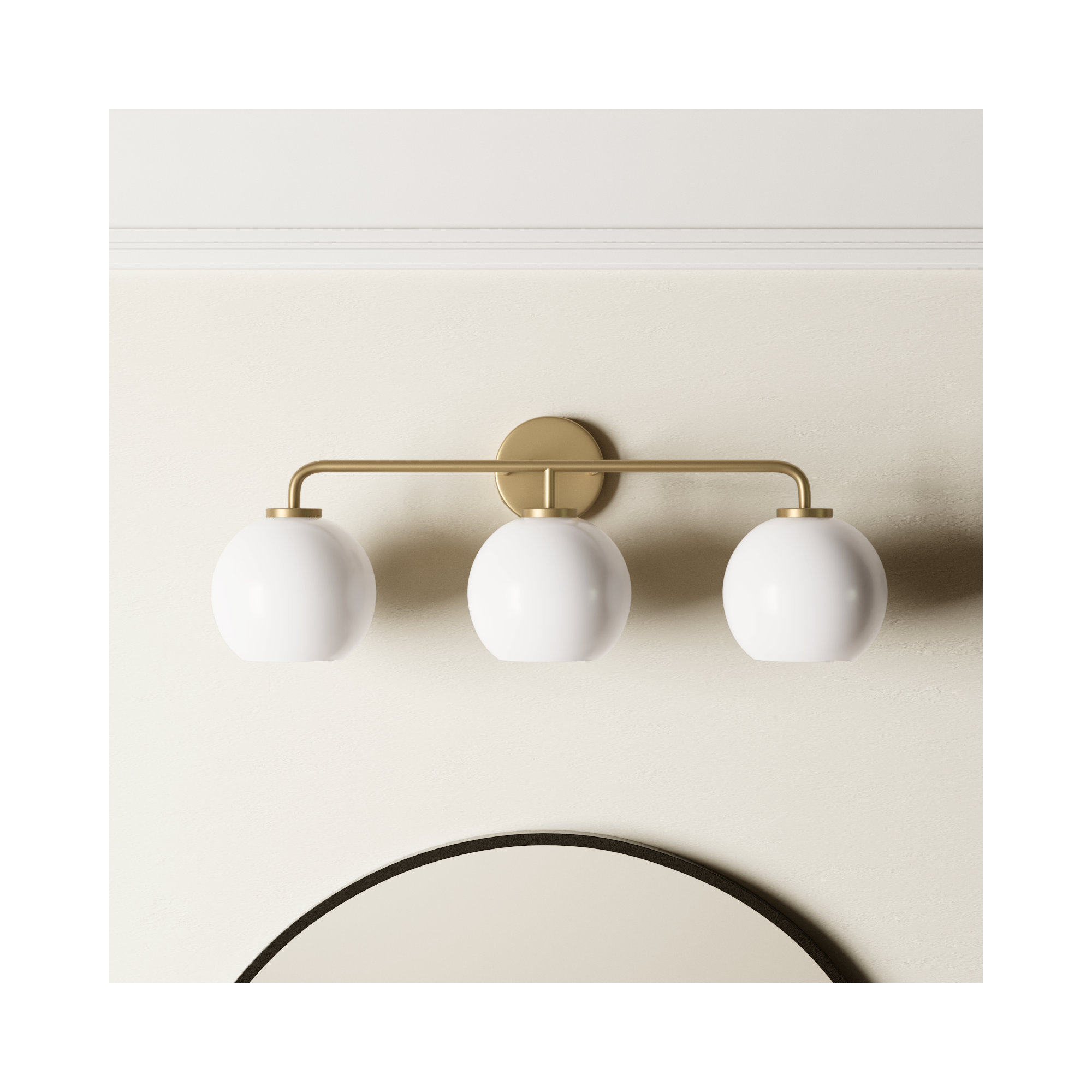 Childerley 3-Light Dimmable Vanity Light, White, Satin Brass