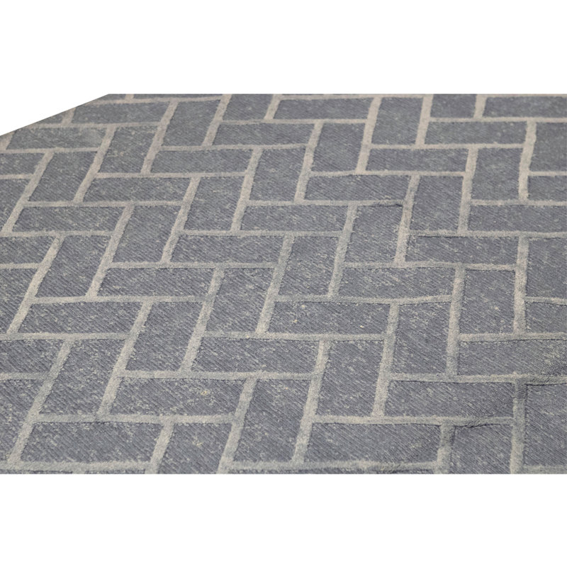 Tapis unique bleu / gris 8 pi 2 po x 9 pi 11 po