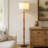 Bamboo-Inspired 62" Floor Lamp With Ivory Linen Shade And Rotary Switch, Includes LED Bulb