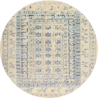 Tapis contemporain ivoire / bleu Camborne