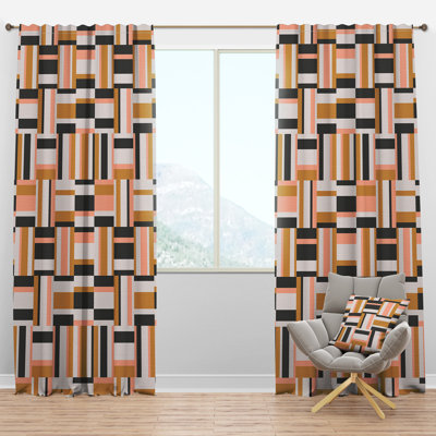 Abstract Retro Geometric IX - Mid-Century Curtain - Velvet Room darkening - 1 panel