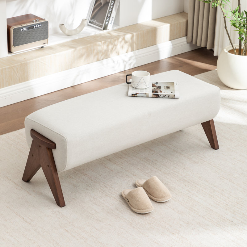 Banc en bois massif Chenice, Beige