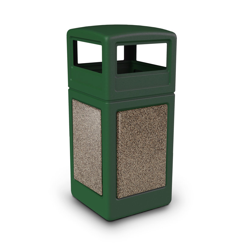 Poubelle® 42 gallons StoneTec, Vert forêt avec pierre rivière
