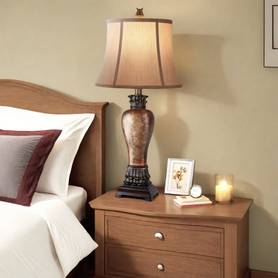 Retro Table Lamp Set with 2 Lamps & 1 Power Meter, Luxurious & Durable Silk Imitation Lampshades, Energy-Saving 3 Color Temperature Options (2700K/4000K/5000K) Bulbs Included, Perfect for Any Interior Decor Style