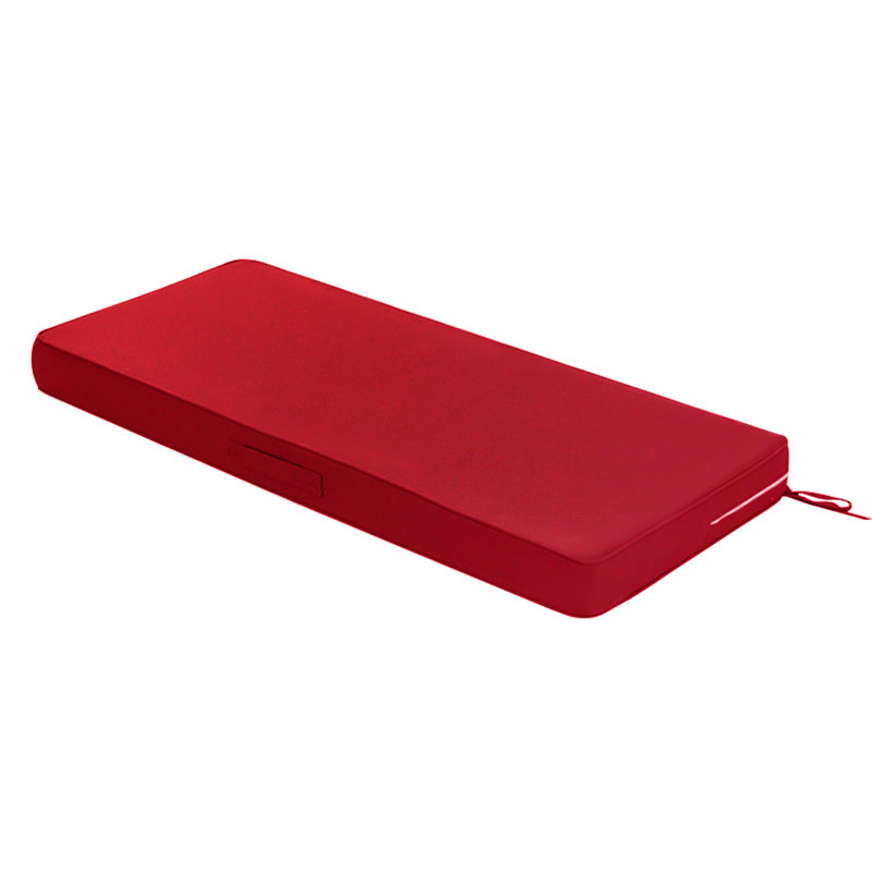 Coussin de banc d'extérieur, coussin de balcon imperméable et résistant à la décoloration avec un fond antidérapant et des attaches; Le banc est livré avec une housse amovible, dimensions: 45 po x 18 po x 3 po rouge