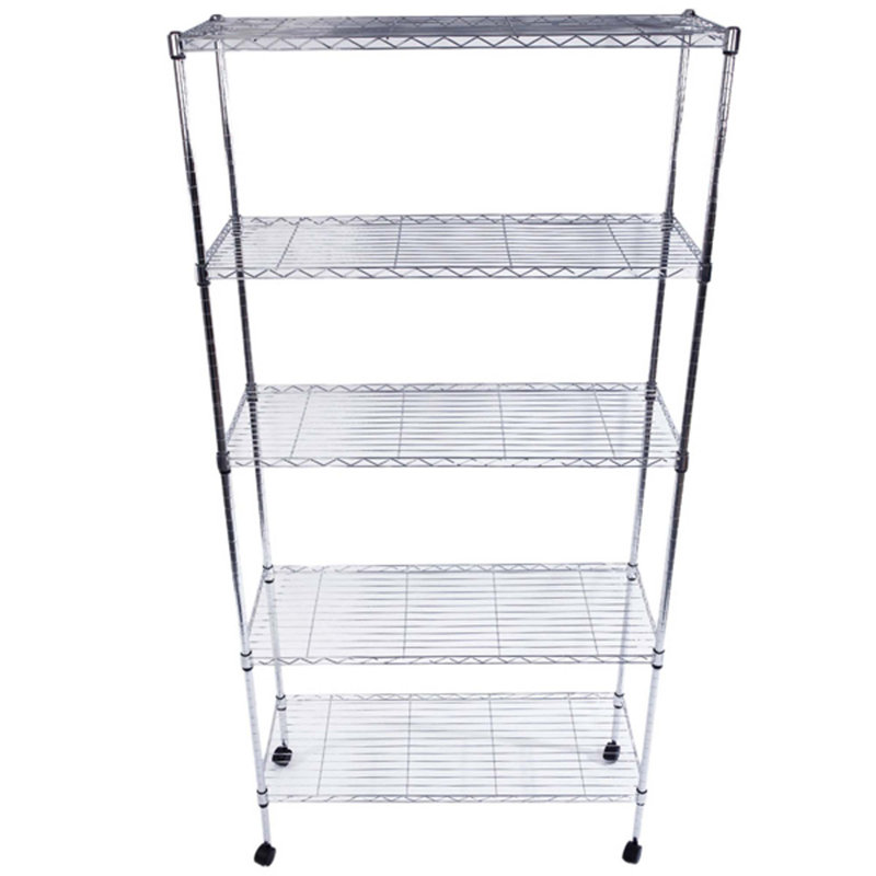 5-Layer Chrome Plated Iron Shelf With Wheels