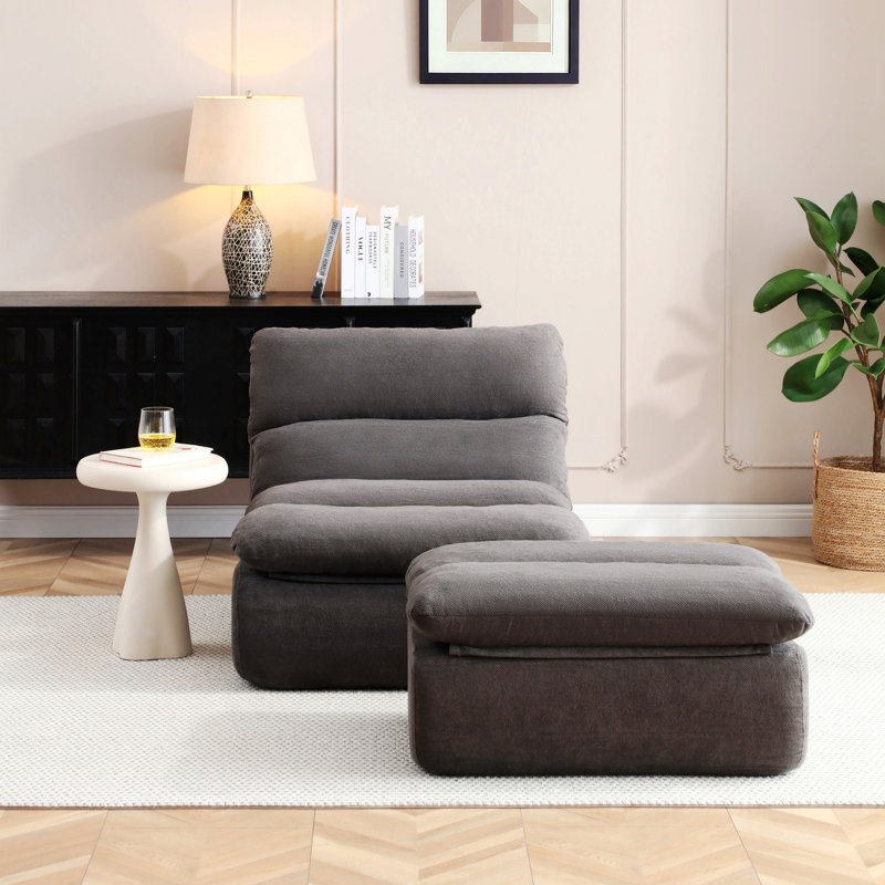 Fauteuil à billes avec repose-pieds, fauteuil rembourré pour le salon, la chambre à coucher, H 31 po x l 32 po x P 39,4 po