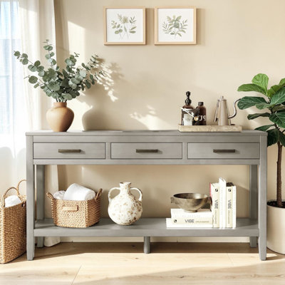 Console Deerfin, console contemporaine de 59,08 po avec 3 tiroirs et 1 tablette