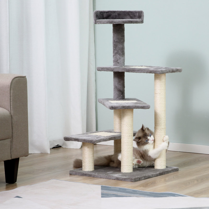Arbre à chat 40 po à 5 niveaux avec grattoir et perchoir