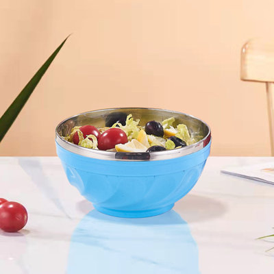 Stainless Steel Double Layer Bowl 304 Stainless Steel Bowl Children's Double Layer Originality Sammy Bowl Soup Bowl Dinner Insulated Rice Bowl Household Colorful Bowl