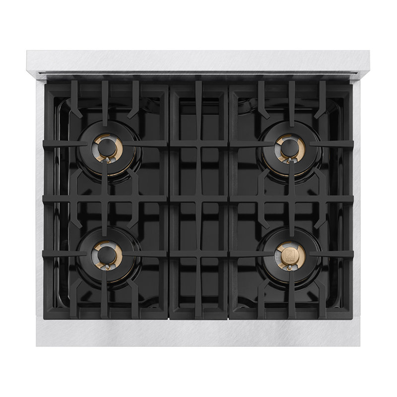 ZLINE 30 in. Classic Gas Range with DuoPro Cooktop and Convection Oven in Black Stainless Steel, Satin Stainless Steel