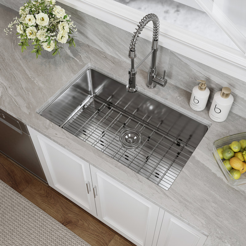  StillSteel 32 in. Undermount Single Bowl 16-Gauge Stainless Steel Kitchen Sink with Bottom Grid and Basket Strainer