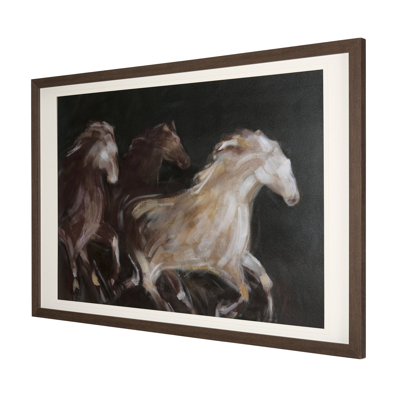 Running Wild - Quick Hand Embelished Textured Framed Art Print Matted under Glass, Running Wild - Speed