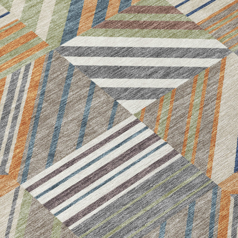 Machine Washable Indoor/Outdoor Lanphear ACN2399 Patchwork Rug, Runner 2'3" x 7'6"