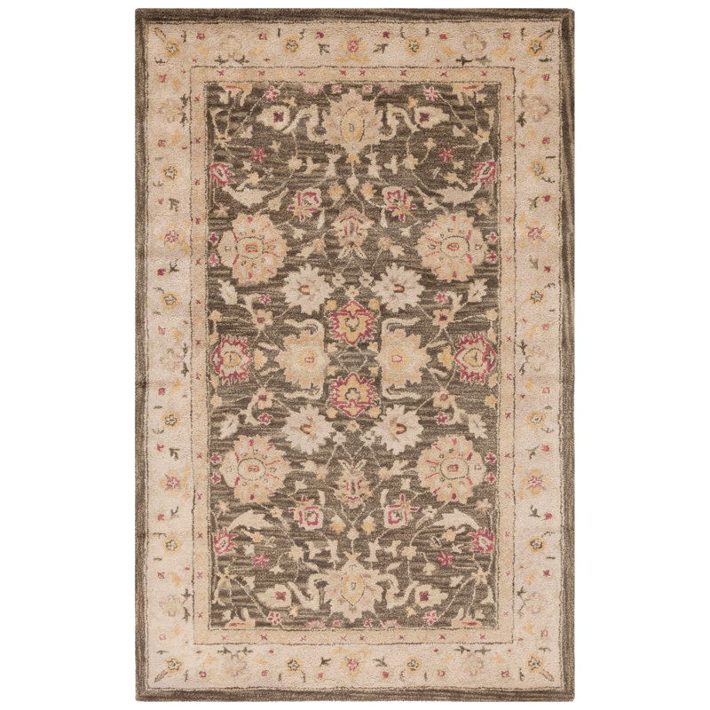 Olive Grey and Beige Hand-Tufted Wool Runner Rug