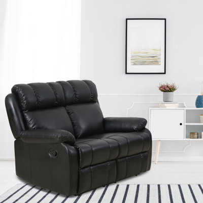 Fauteuil inclinable Fauteuil inclinable en cuir Canapé inclinable Fauteuil de cinéma manuel inclinable Mouvement inclinable manuel pour meubles de salon (causeuse, noir)