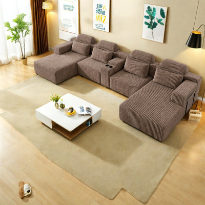 Compression Sofas with Storage, Large Corduroy Modern Home Theater
